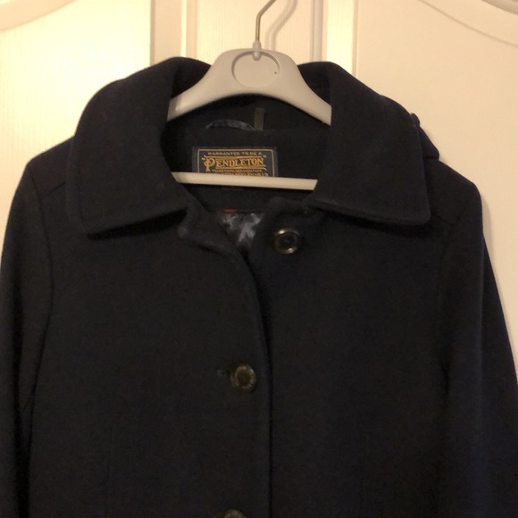 PENDLETON  LIKE NEW! classic ladies long wool coat, black/dark navy size 8 - Picture 5 of 15